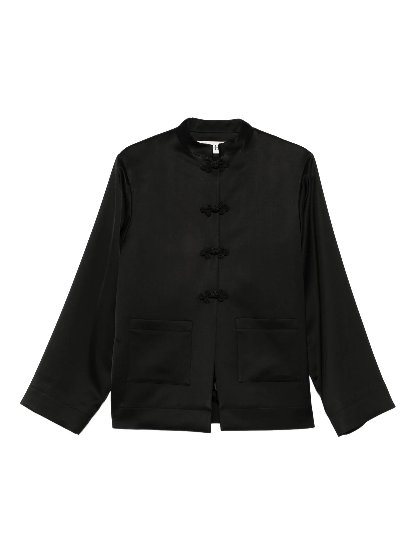 Mandarin-collar satin jacket