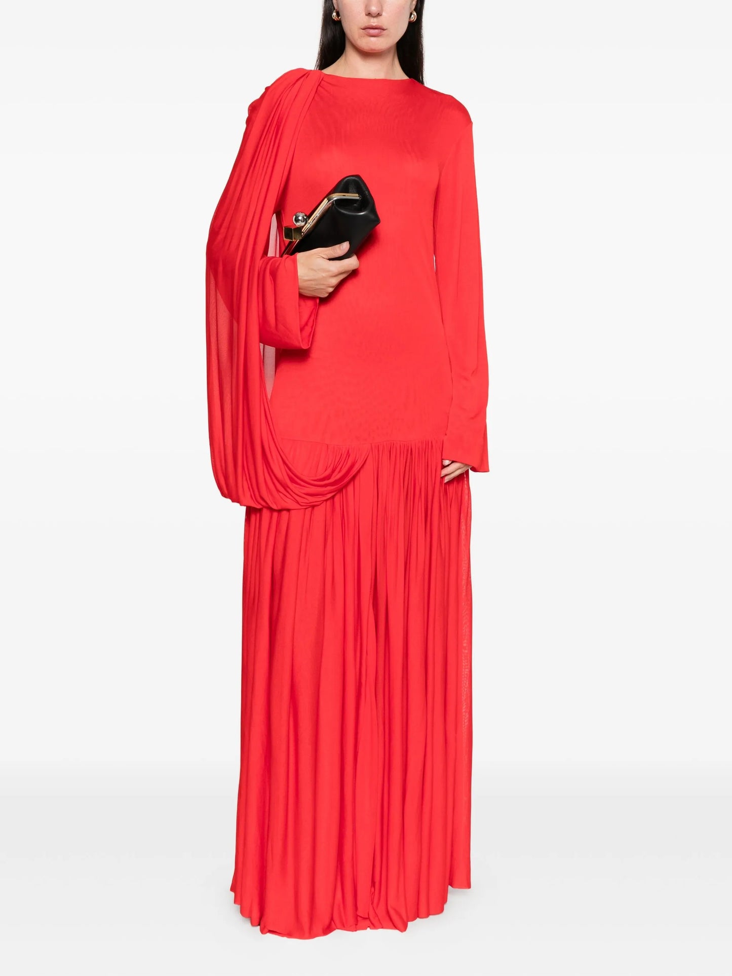 Sara draped pleated gown