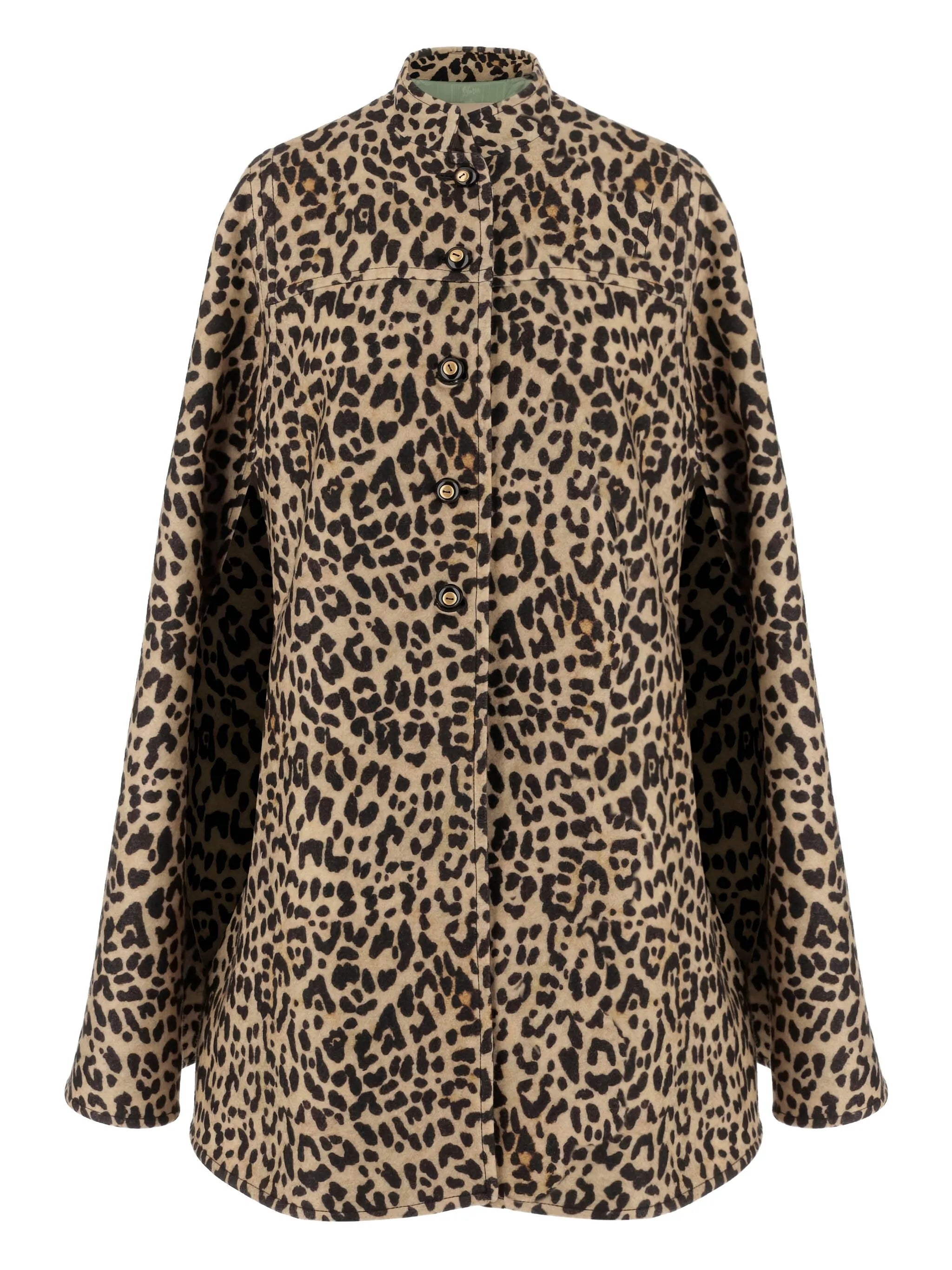 animal-print high-neck cape