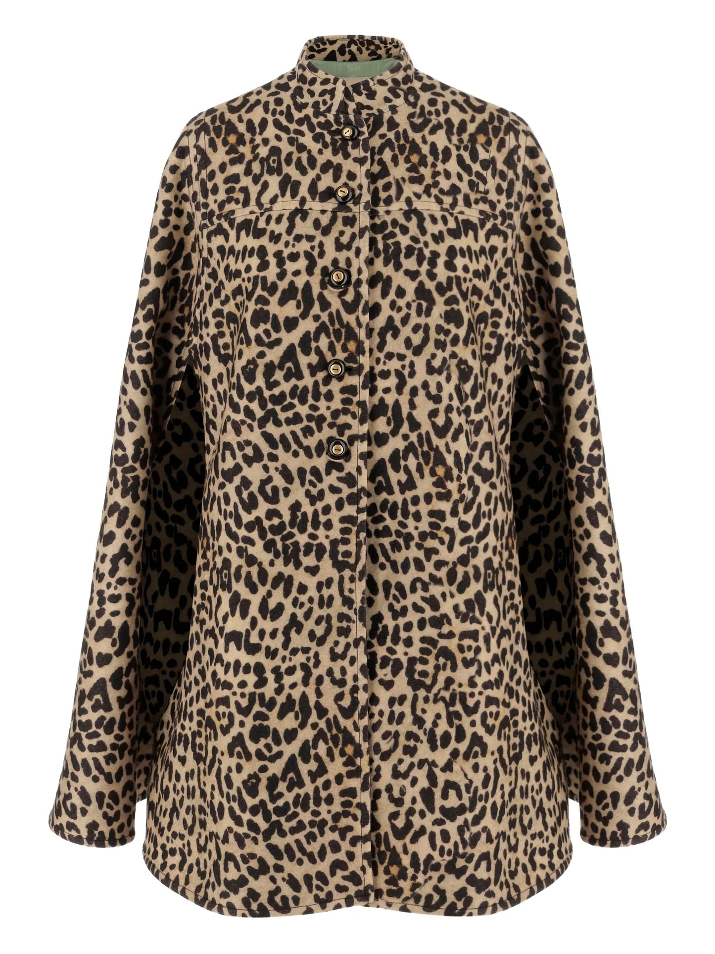 animal-print high-neck cape