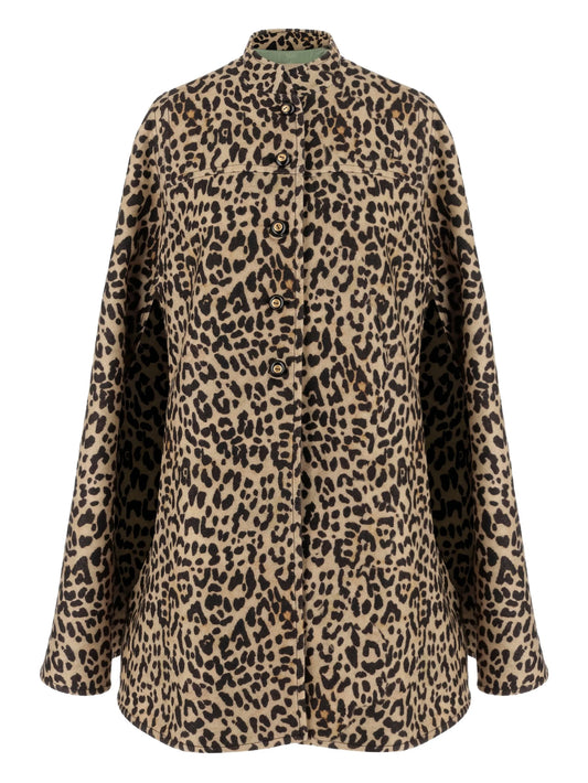 animal-print high-neck cape
