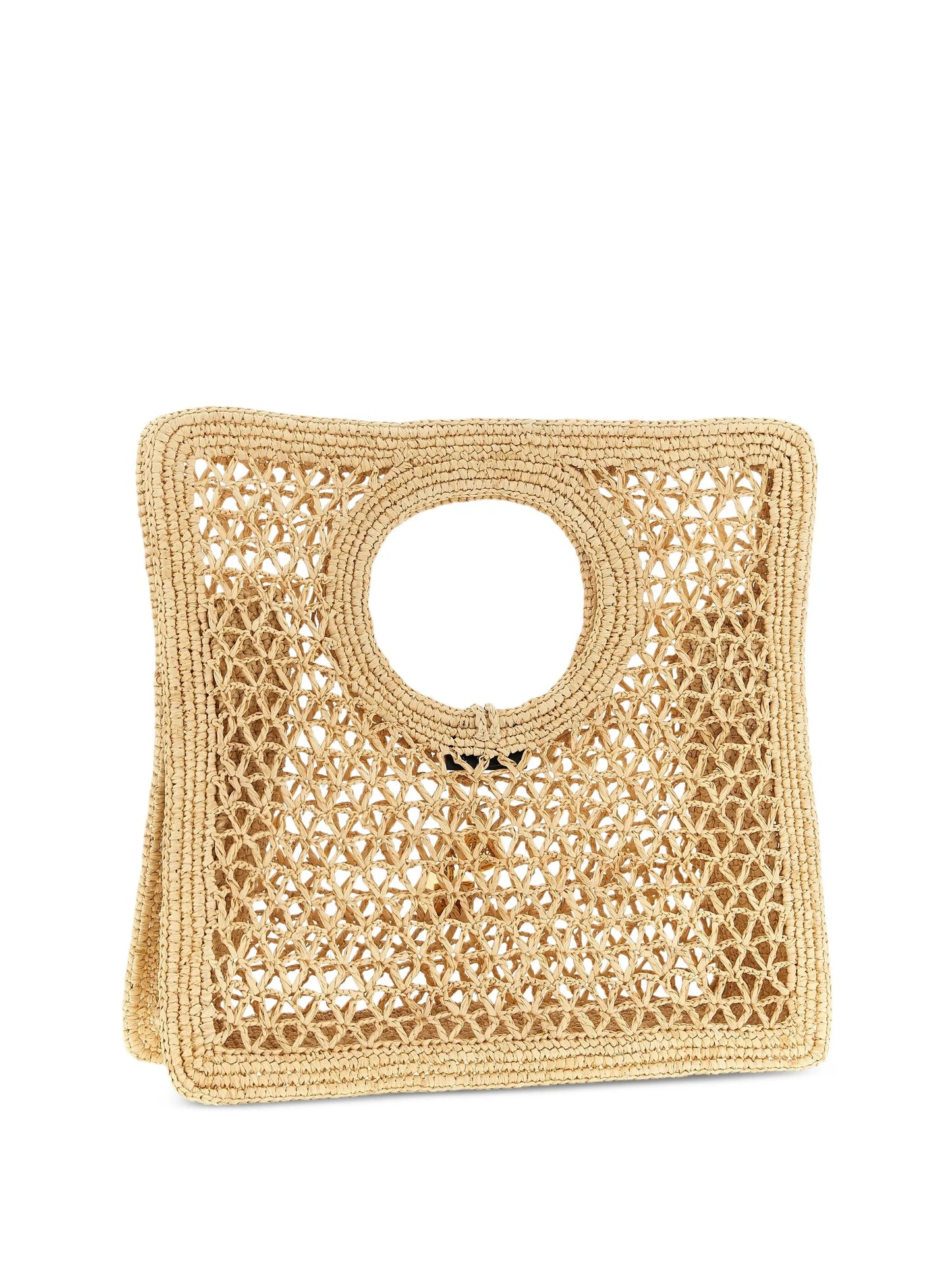 interlocking-closure raffia bag