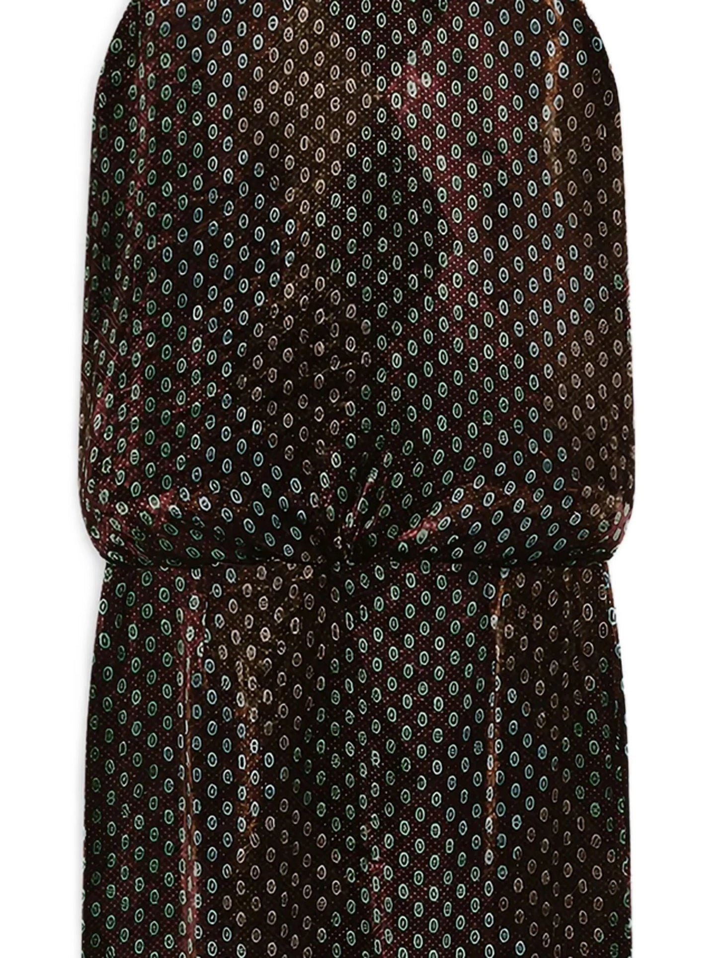 high-neck patterned maxi dress
