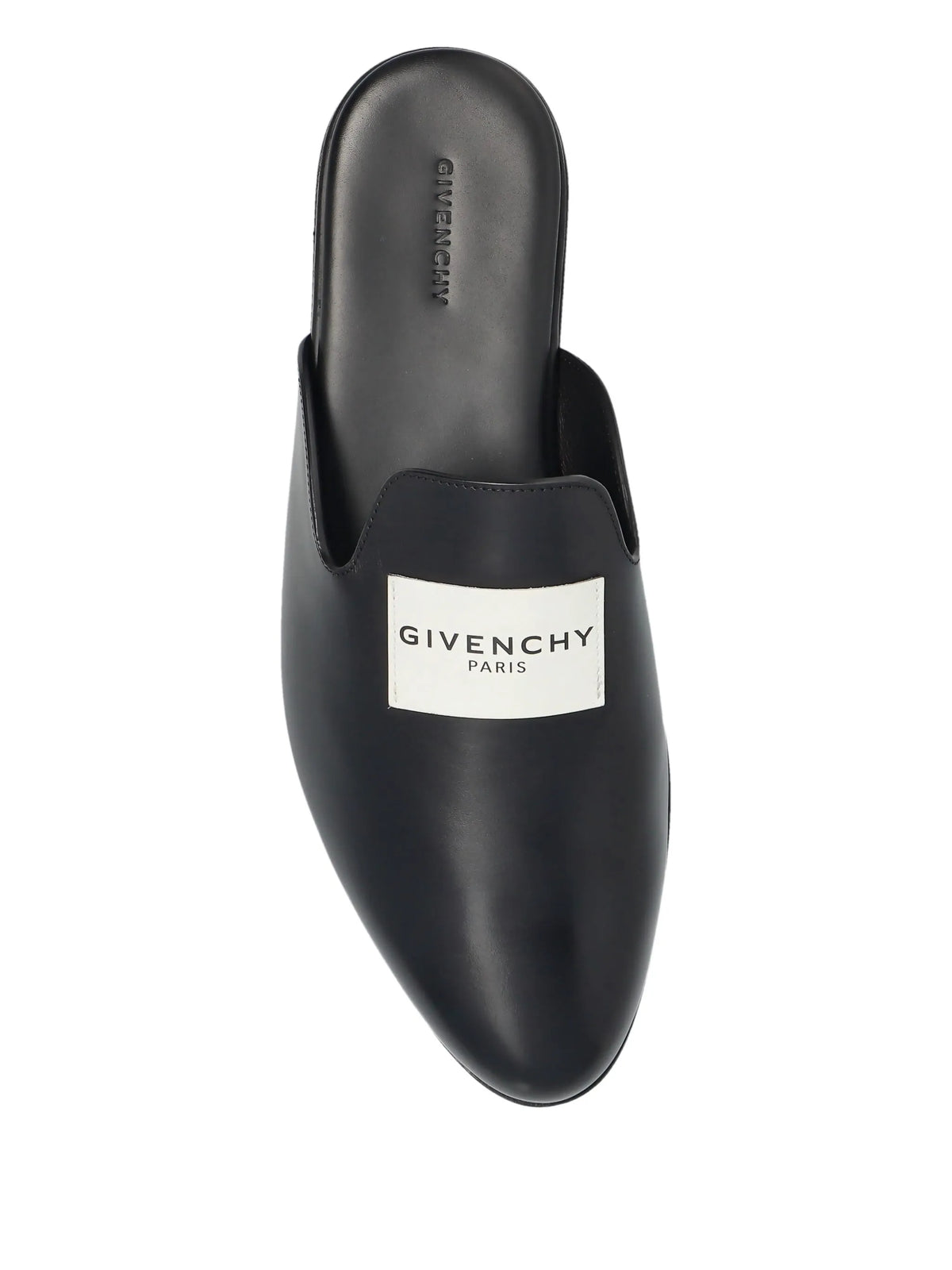 label mules in leather