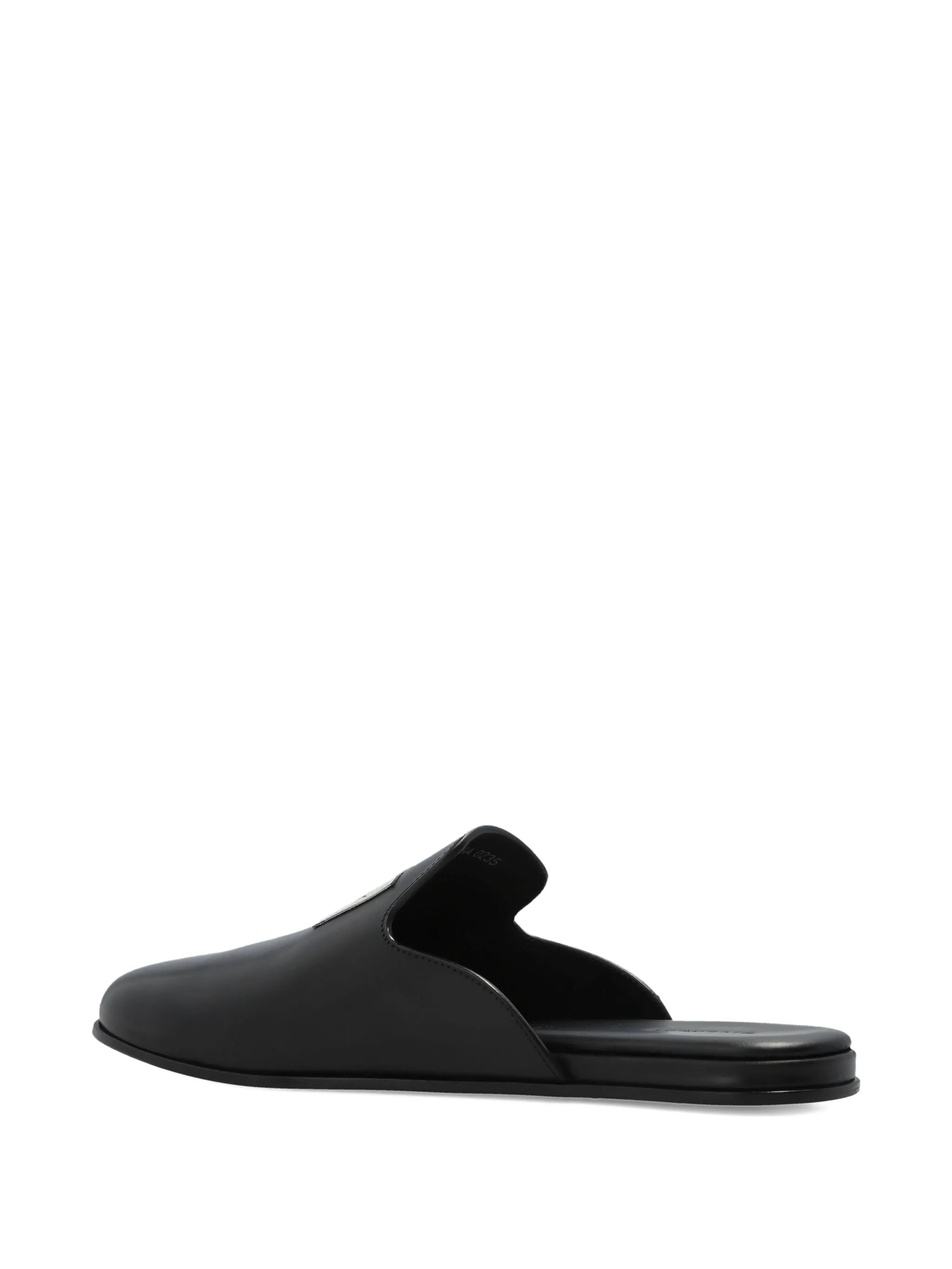 label mules in leather