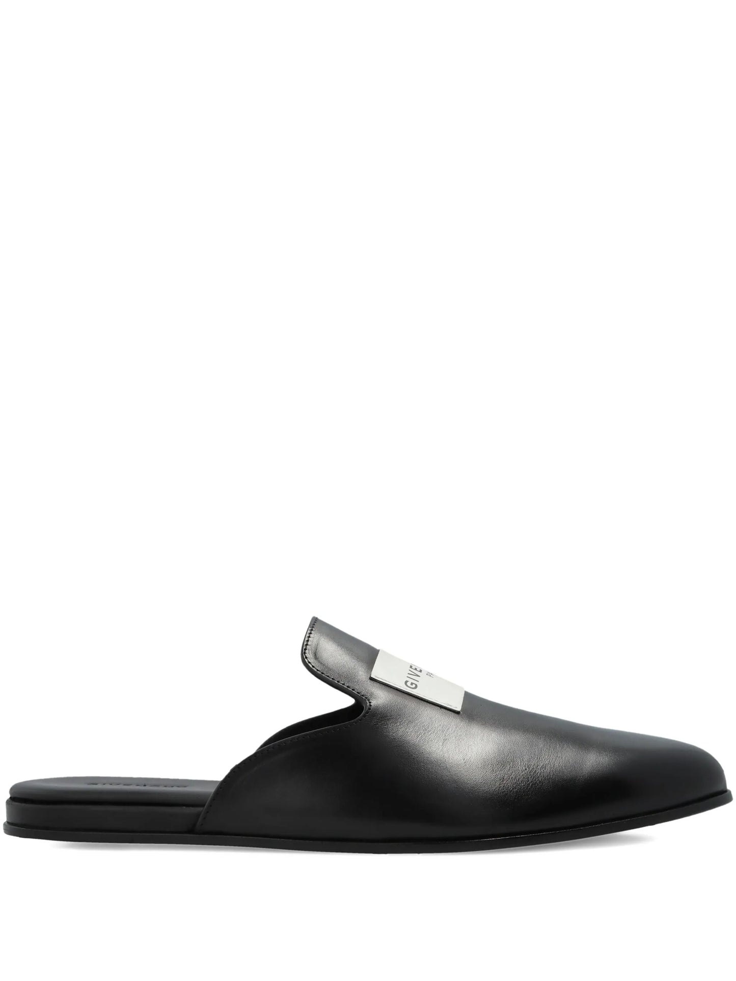 logo-patch leather mules