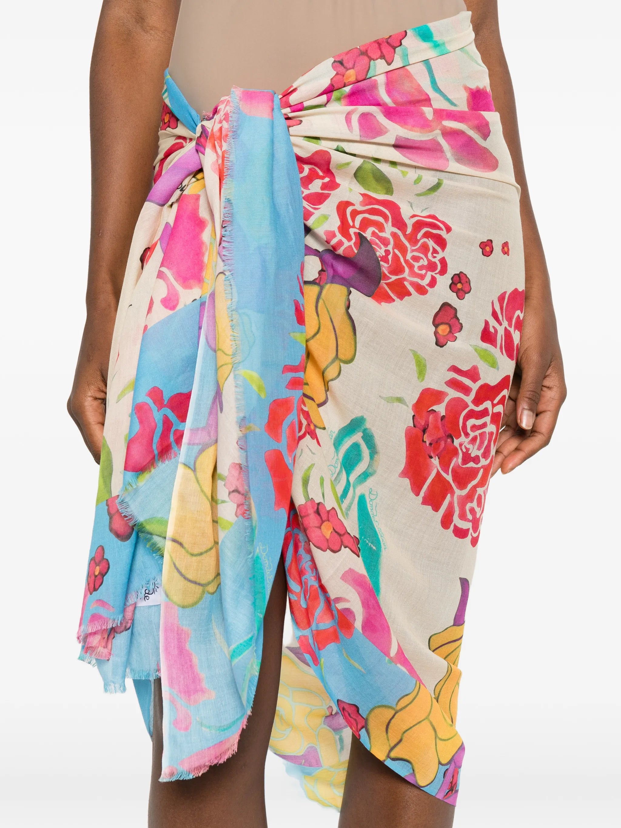 floral-print pareo skirt
