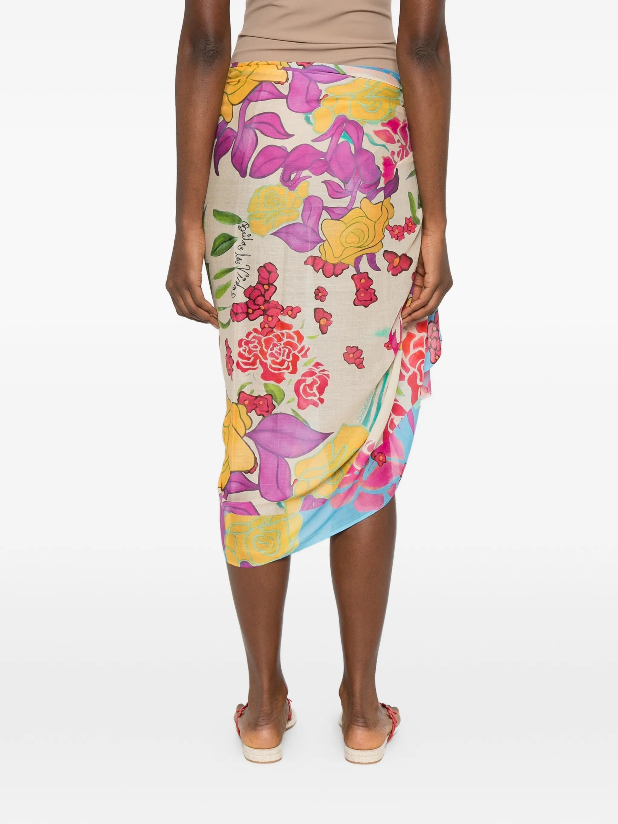 floral-print pareo skirt
