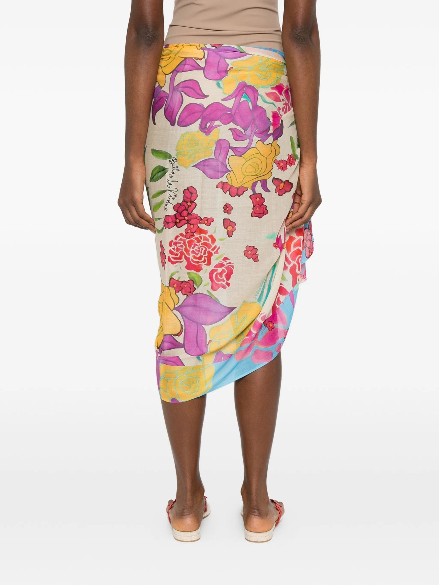 floral-print pareo skirt