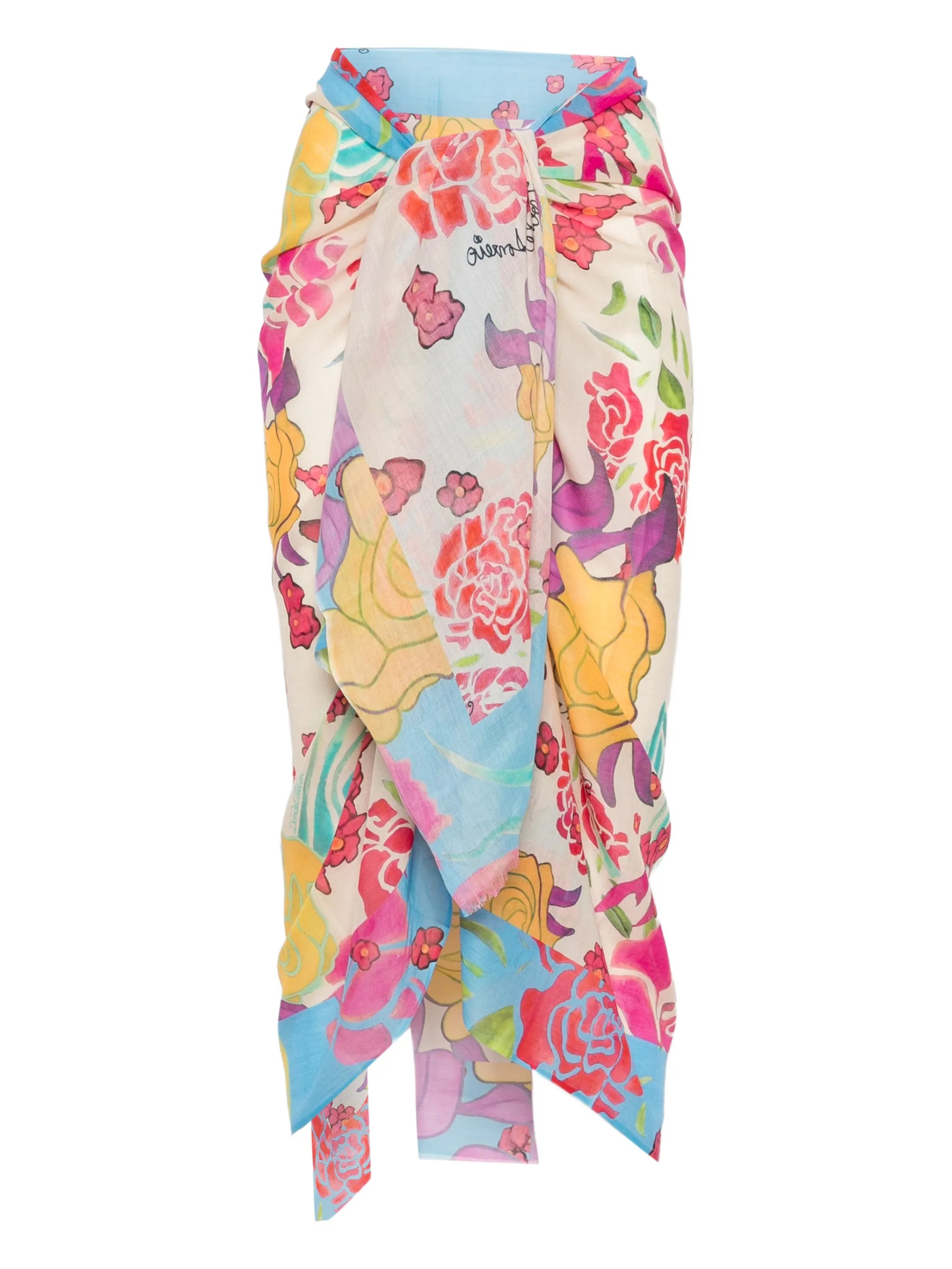 floral-print pareo skirt