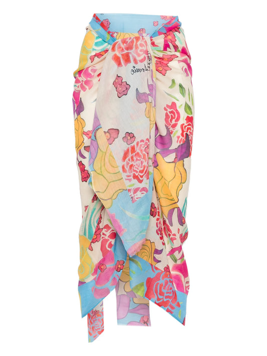 floral-print pareo skirt
