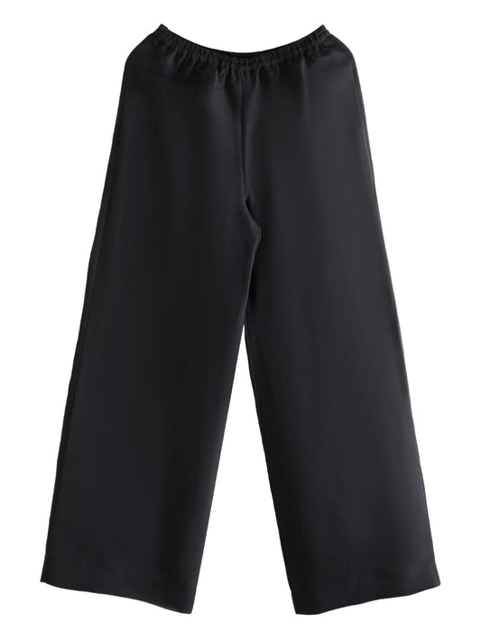 elastic-waist silk trousers