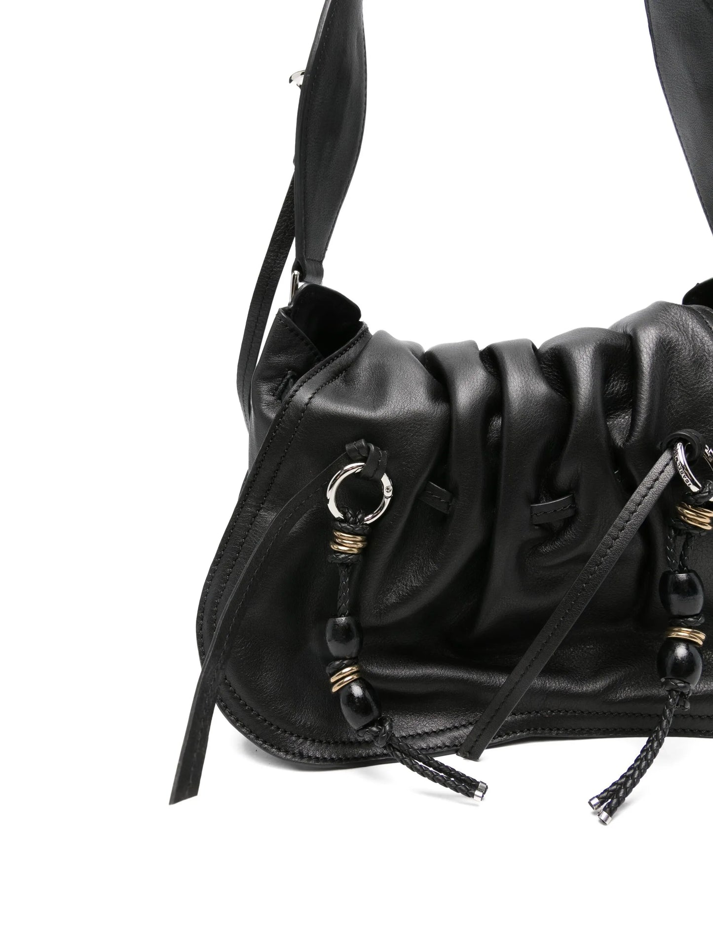 pleated-detail drawstring shoulder bag