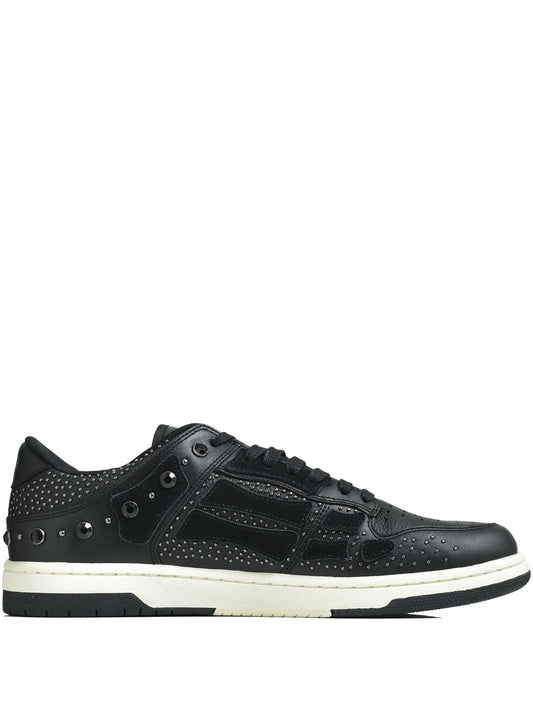 perforated studded lace-up sneakers