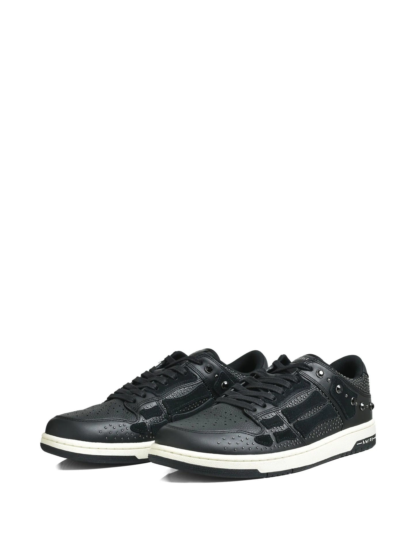perforated studded lace-up sneakers