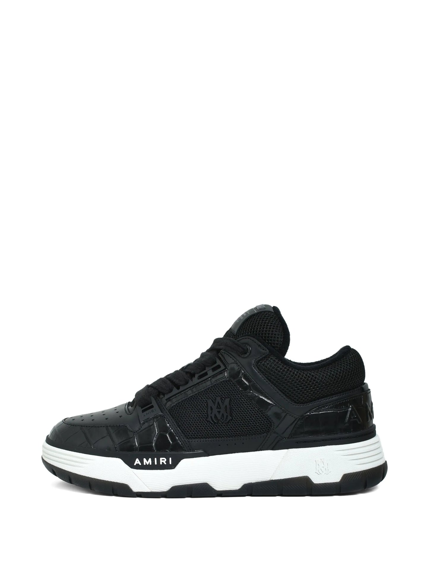 crocodile-effect mesh lace-up sneakers