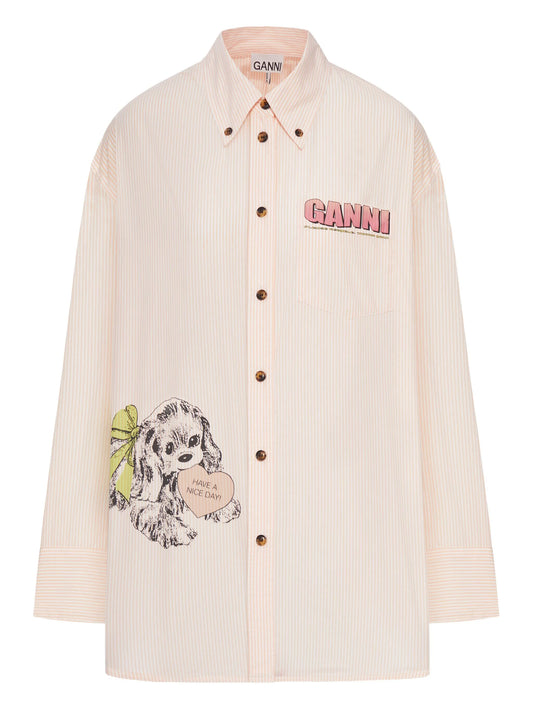 stripe dog-print shirt