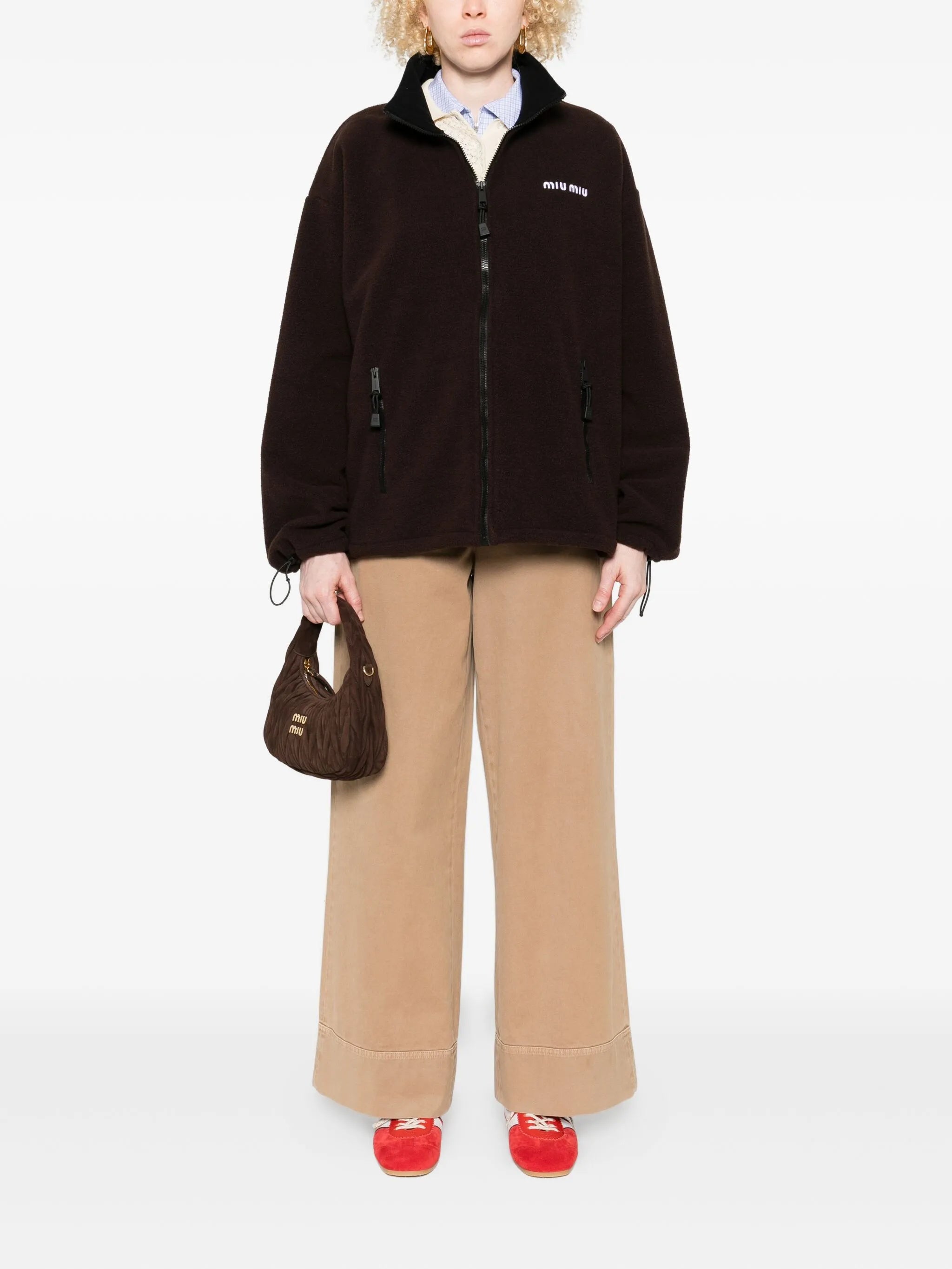 zip-up fleece sweatshirt