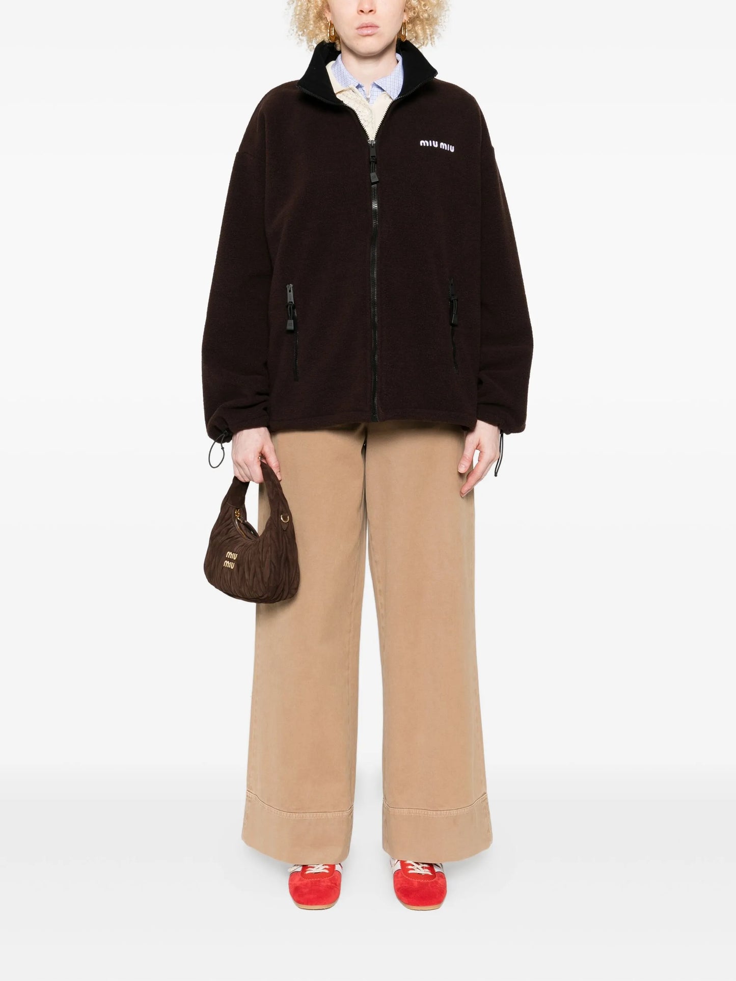 zip-up fleece sweatshirt