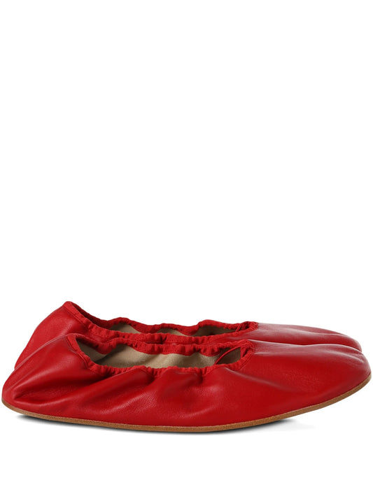 sheepskin ruffled ballet flats