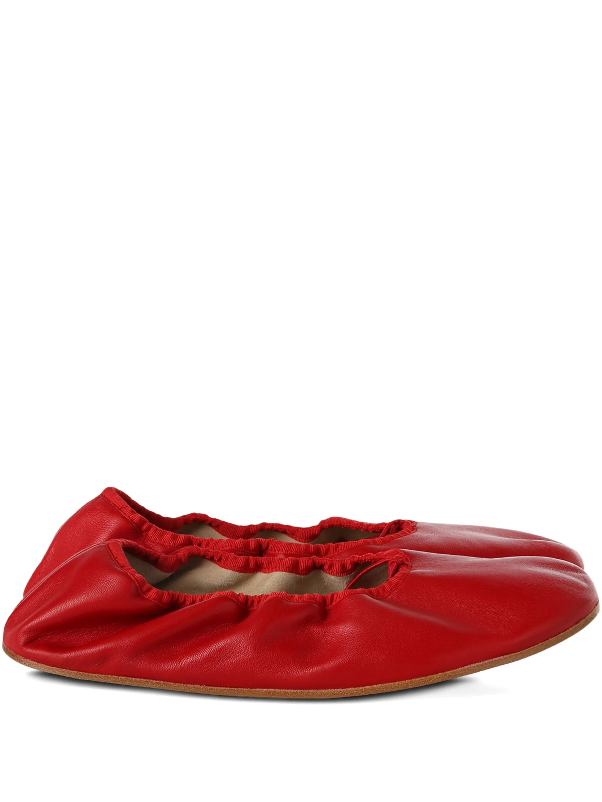 sheepskin ruffled ballet flats