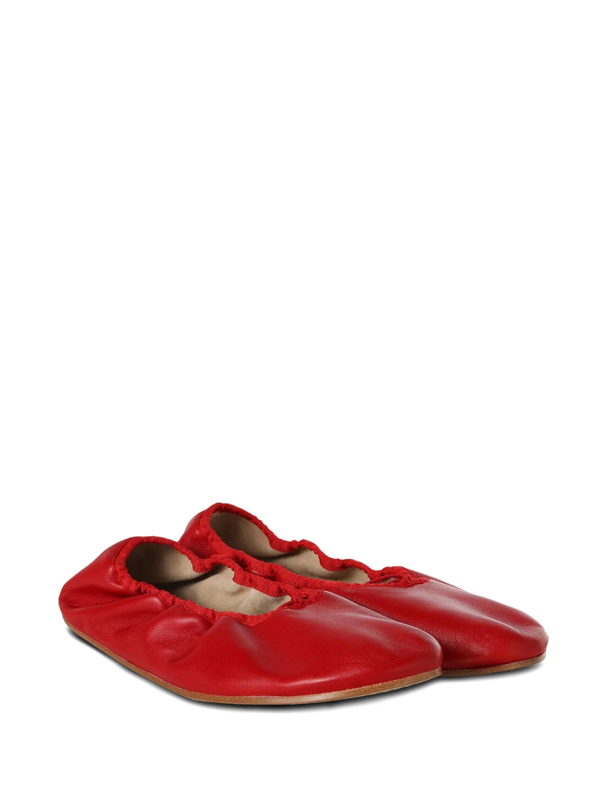 sheepskin ruffled ballet flats