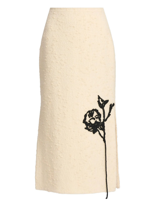 embroidered side-split skirt