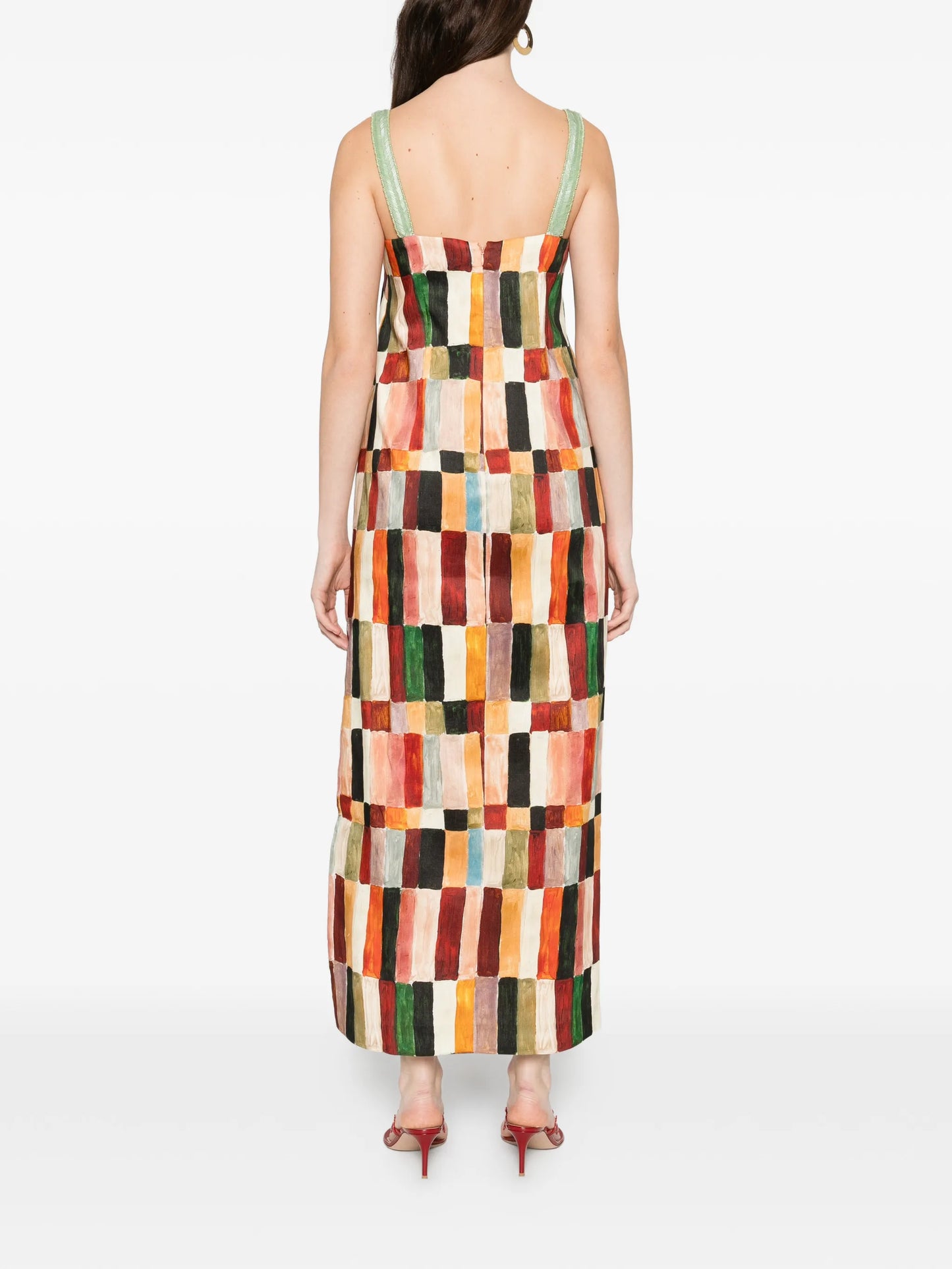 x LRNCE Marjorelle square-neck strappy midi dress