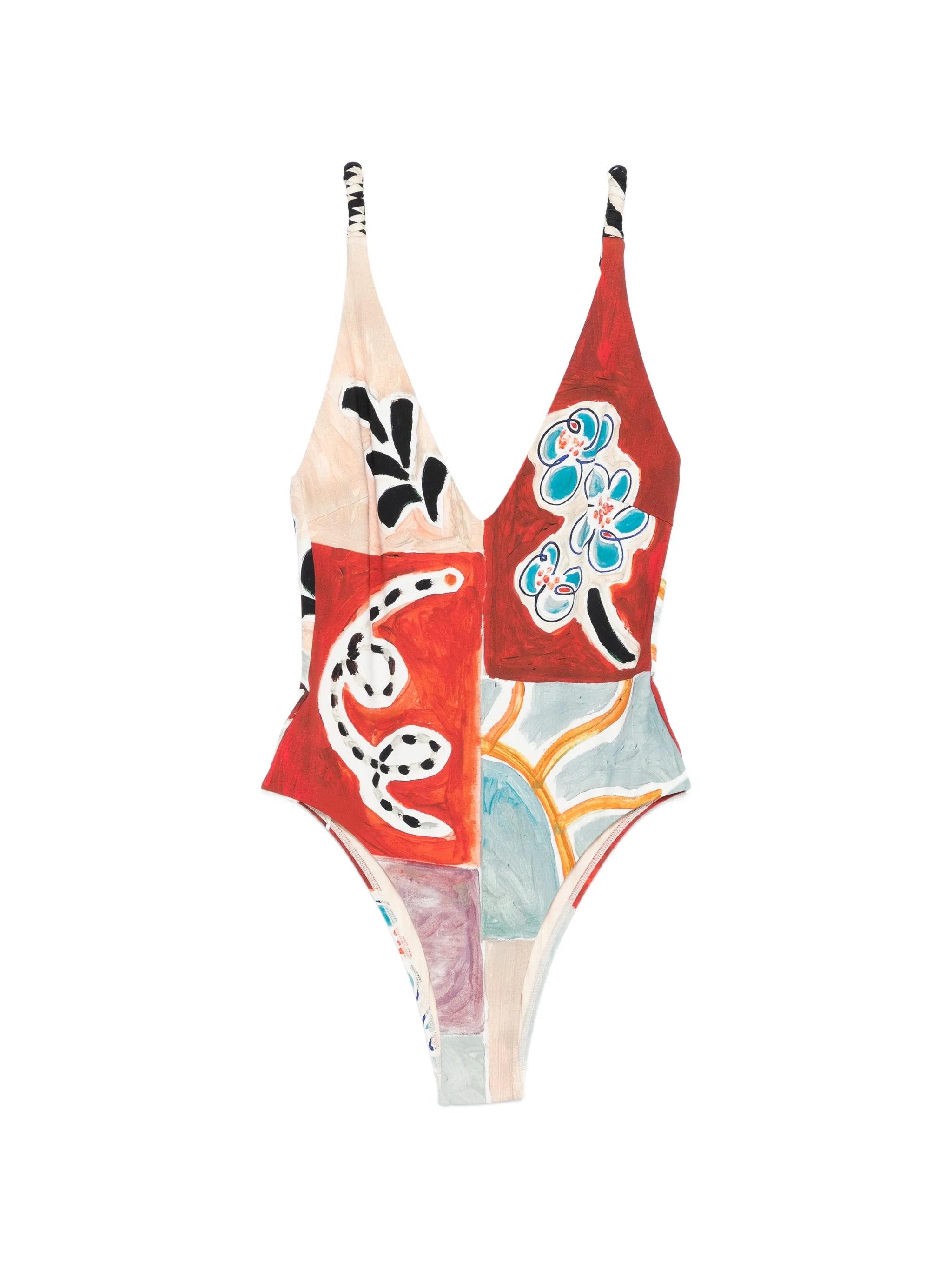Michelle V-neck printed swimsuit
