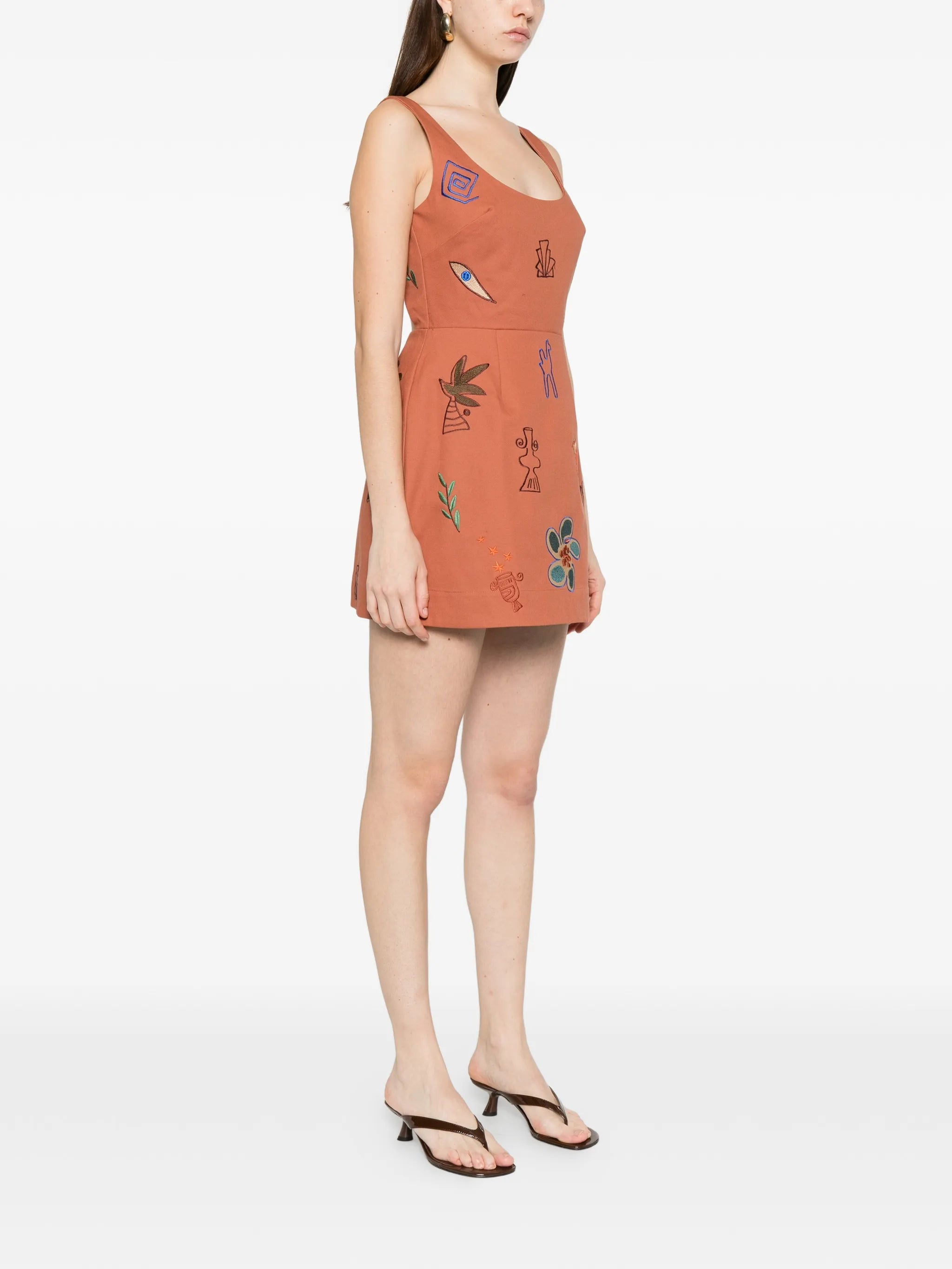 x LRNLE Dusty embroidered mini dress