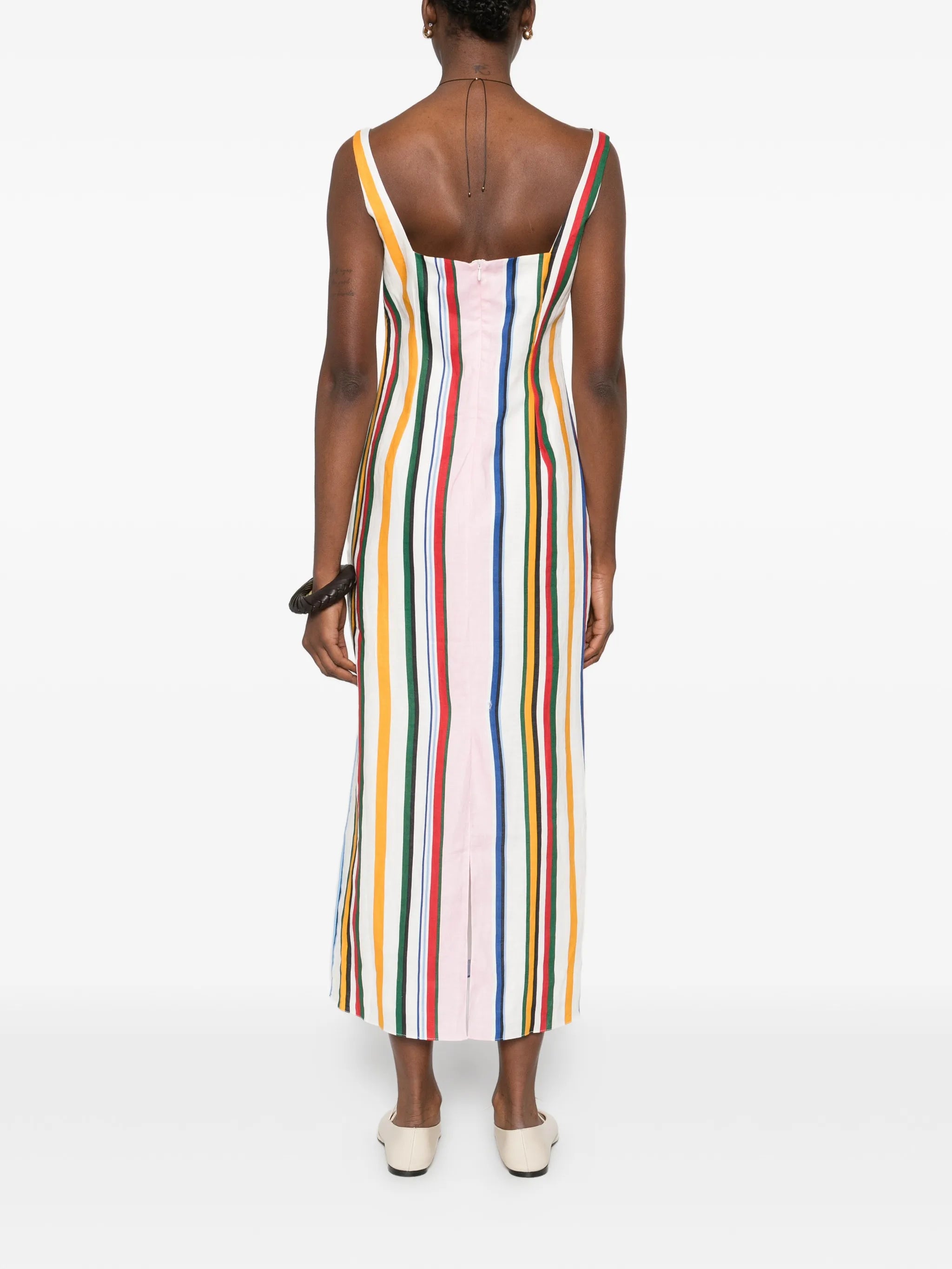 Amaranta square-neck striped midi dress