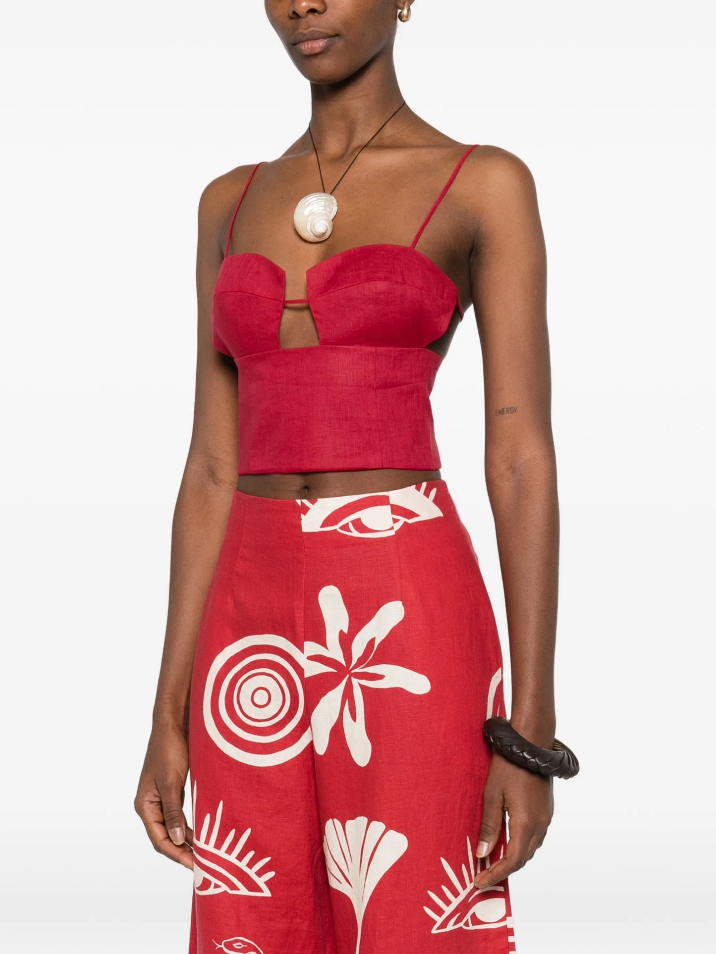 Imperia cropped linen top