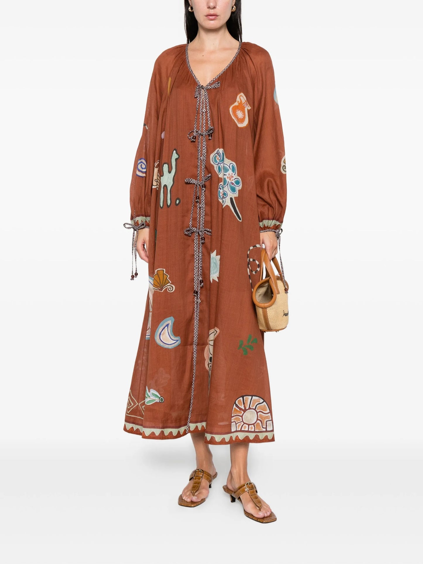 x Lrnce Laurence tie-front printed shirt dress