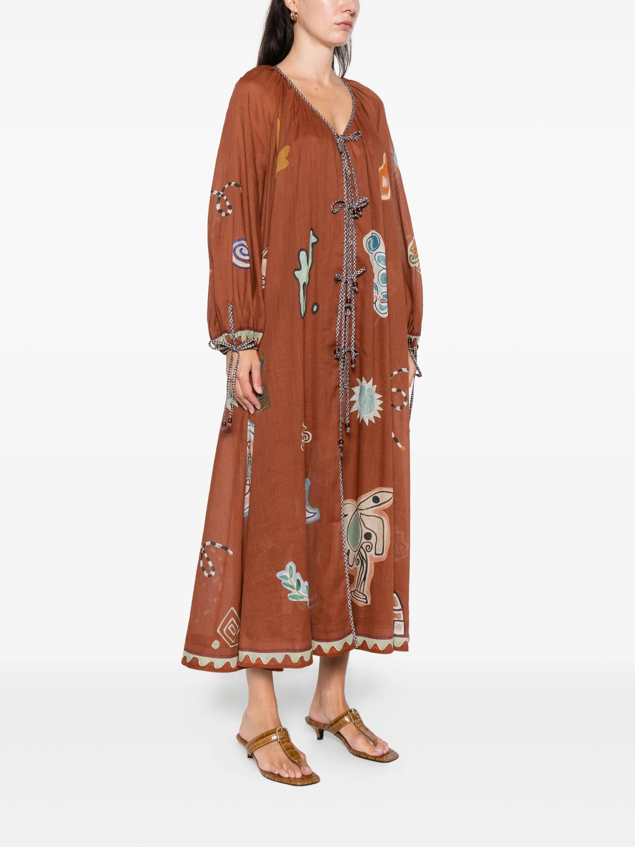 x Lrnce Laurence tie-front printed shirt dress