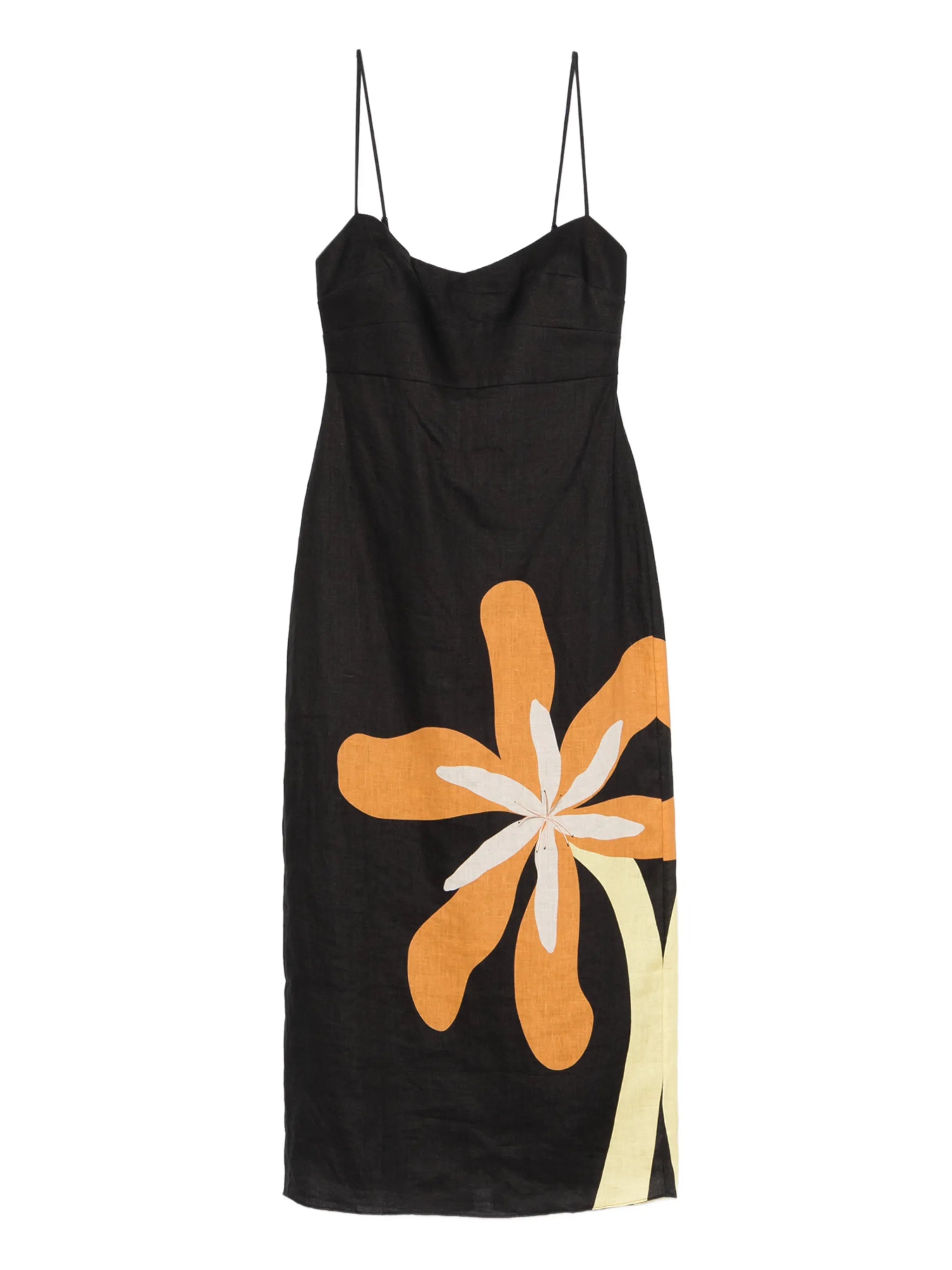 flower strapped midi dress