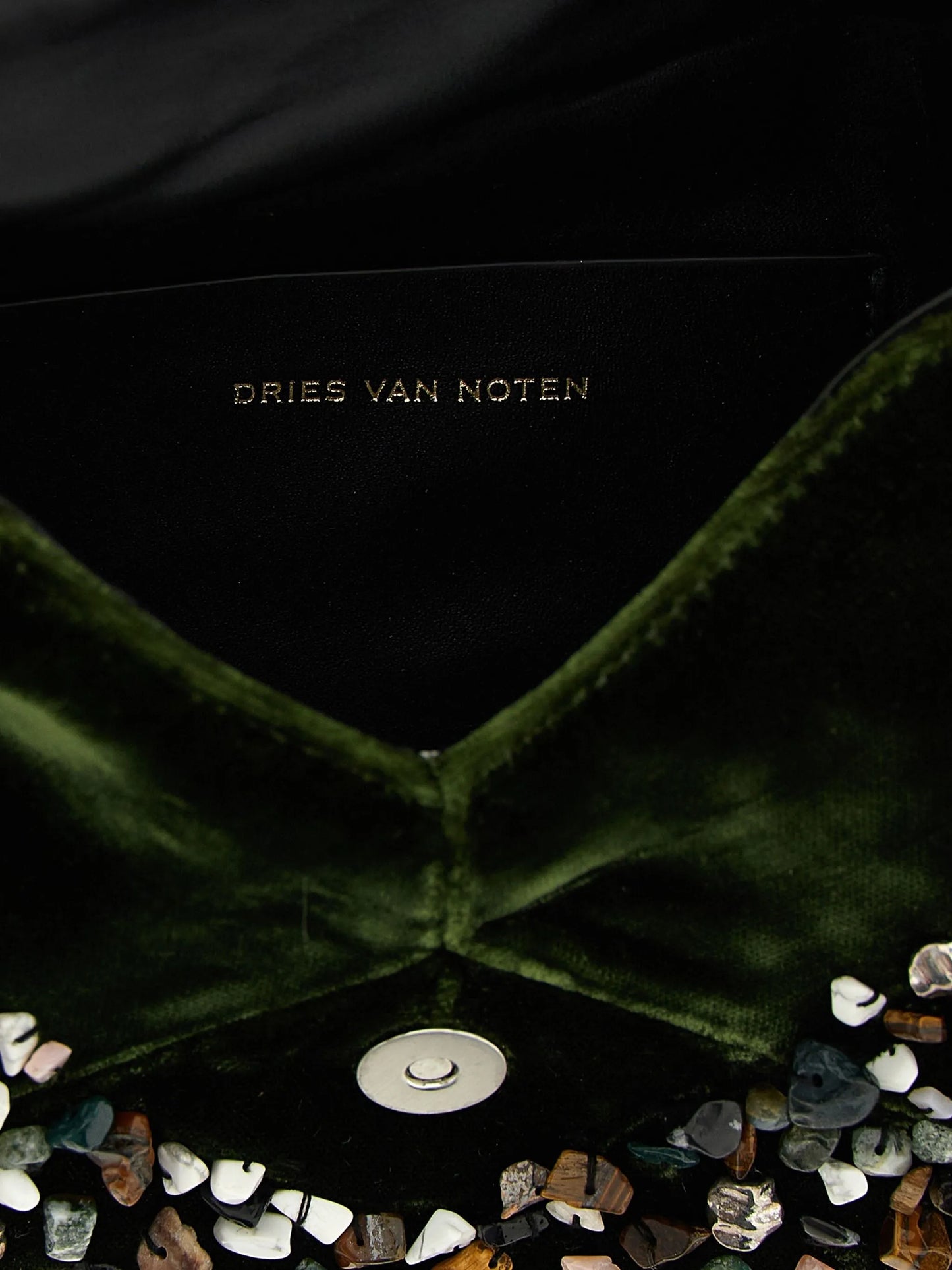 stone-embellished envelope clutch bag