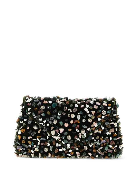 stone-embellished envelope clutch bag
