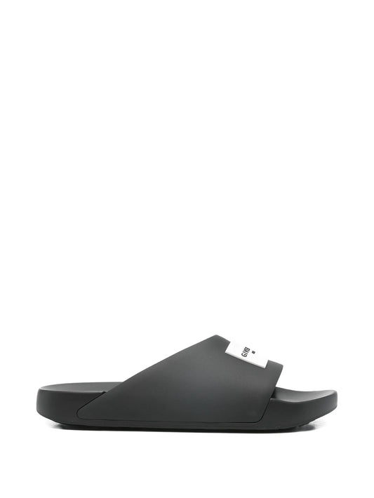 label slide mules in rubber