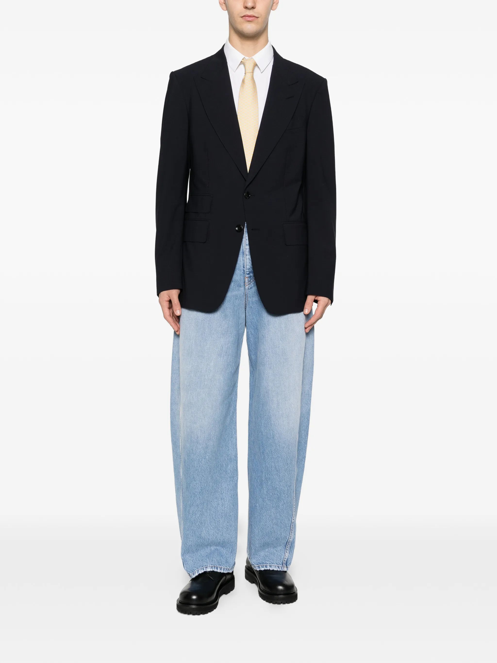 couture seam light blue jeans