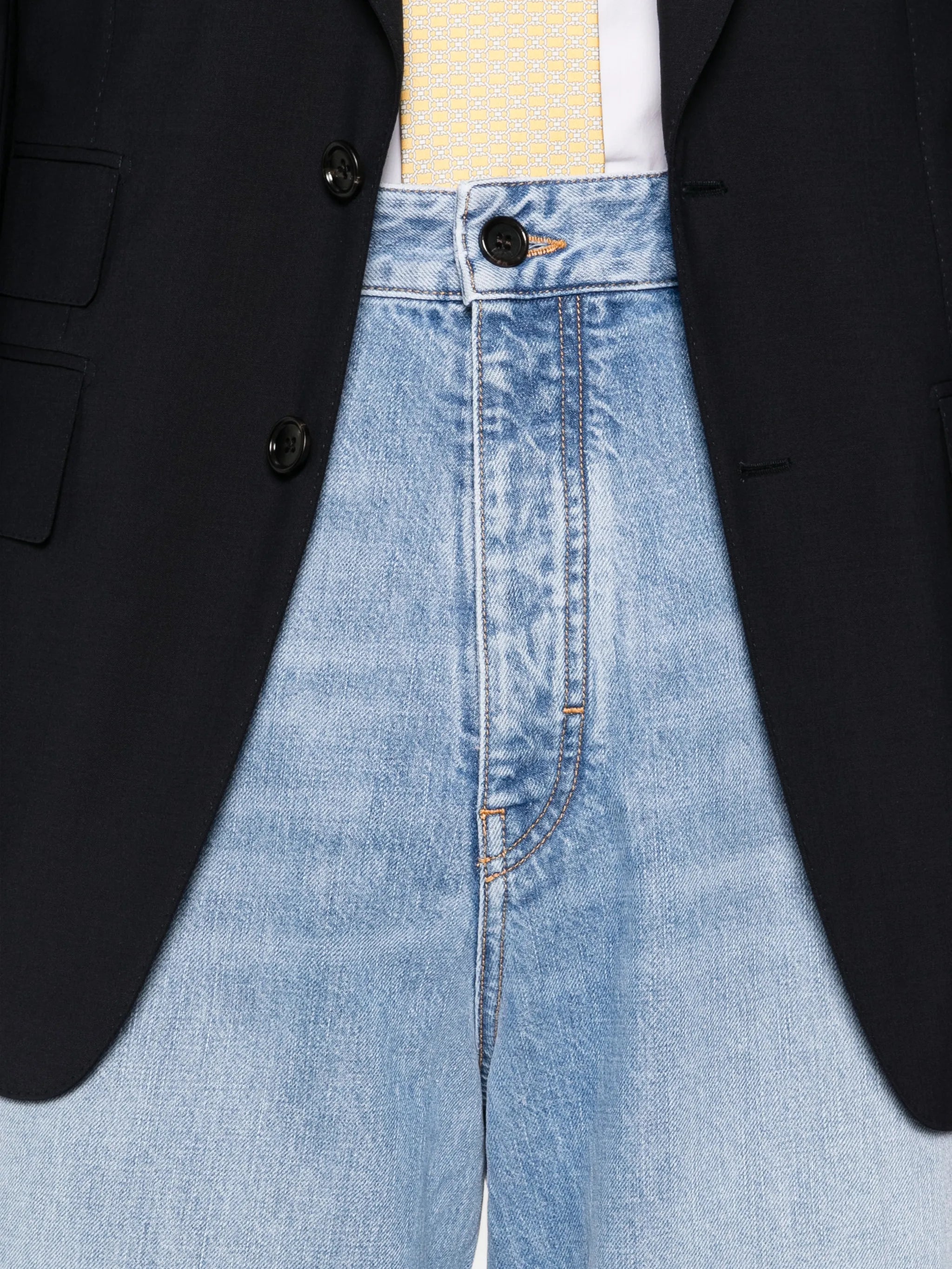 couture seam light blue jeans