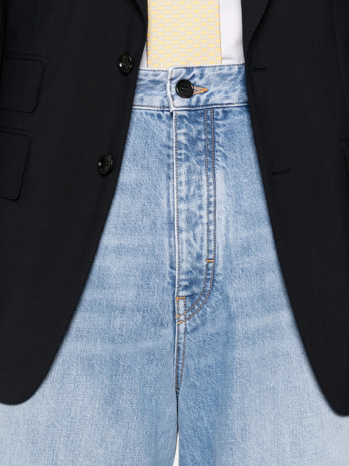 couture seam light blue jeans