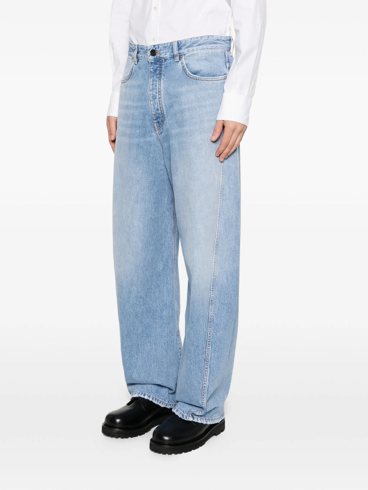 couture seam light blue jeans