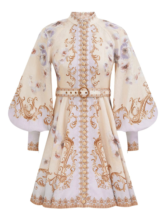 Hypnotic floral-print puff-sleeve mini dress