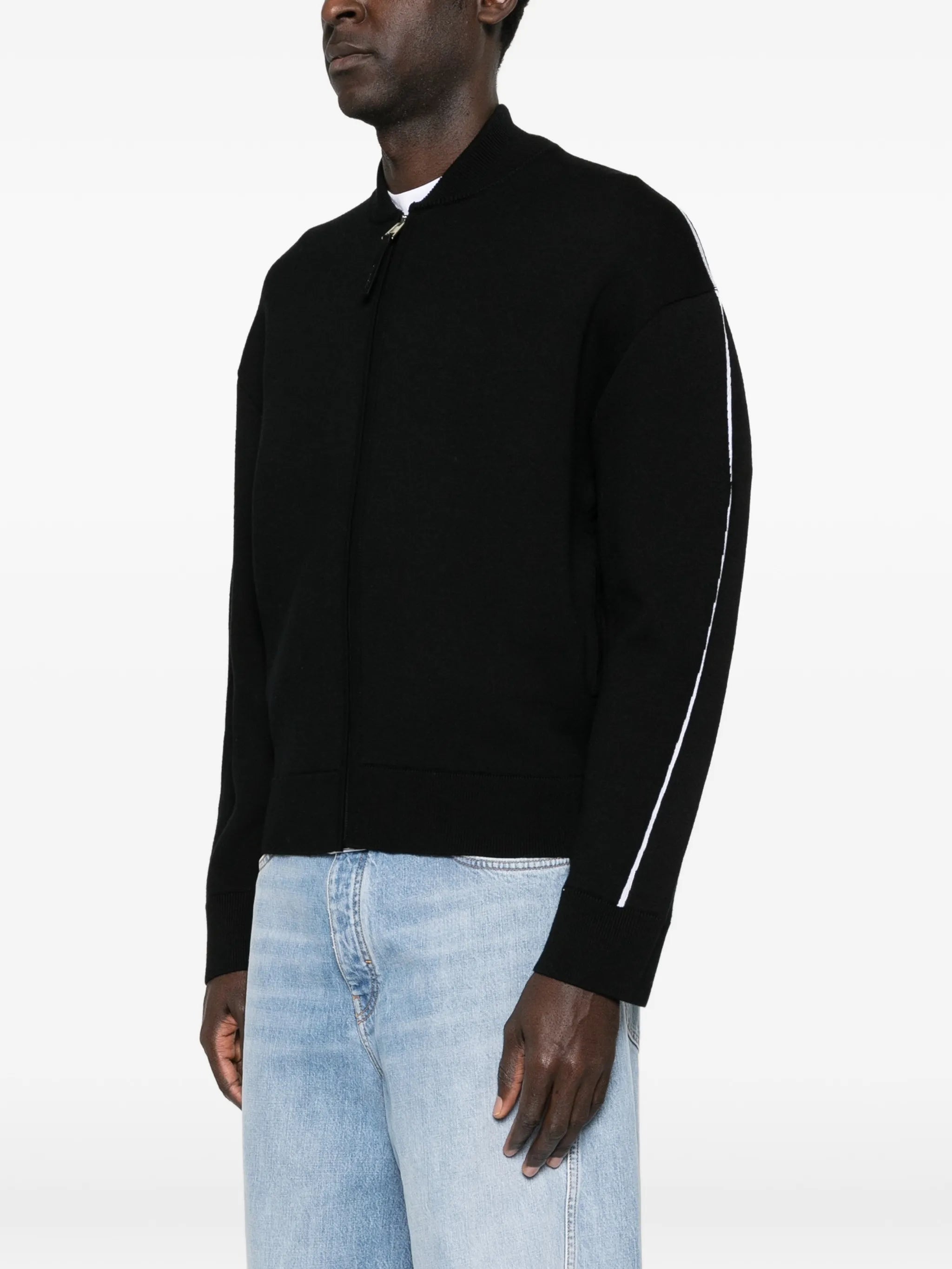 couture-seam zipped cardigan