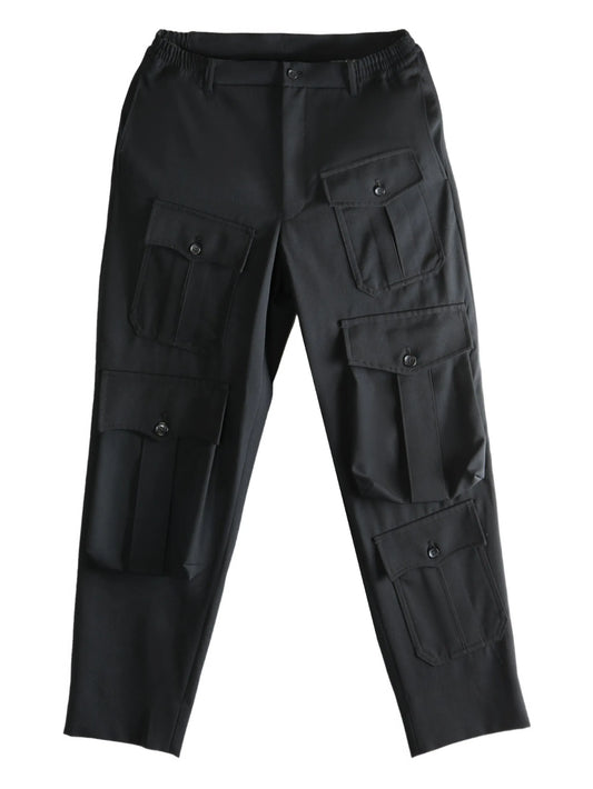 multiple-pocket wool trousers