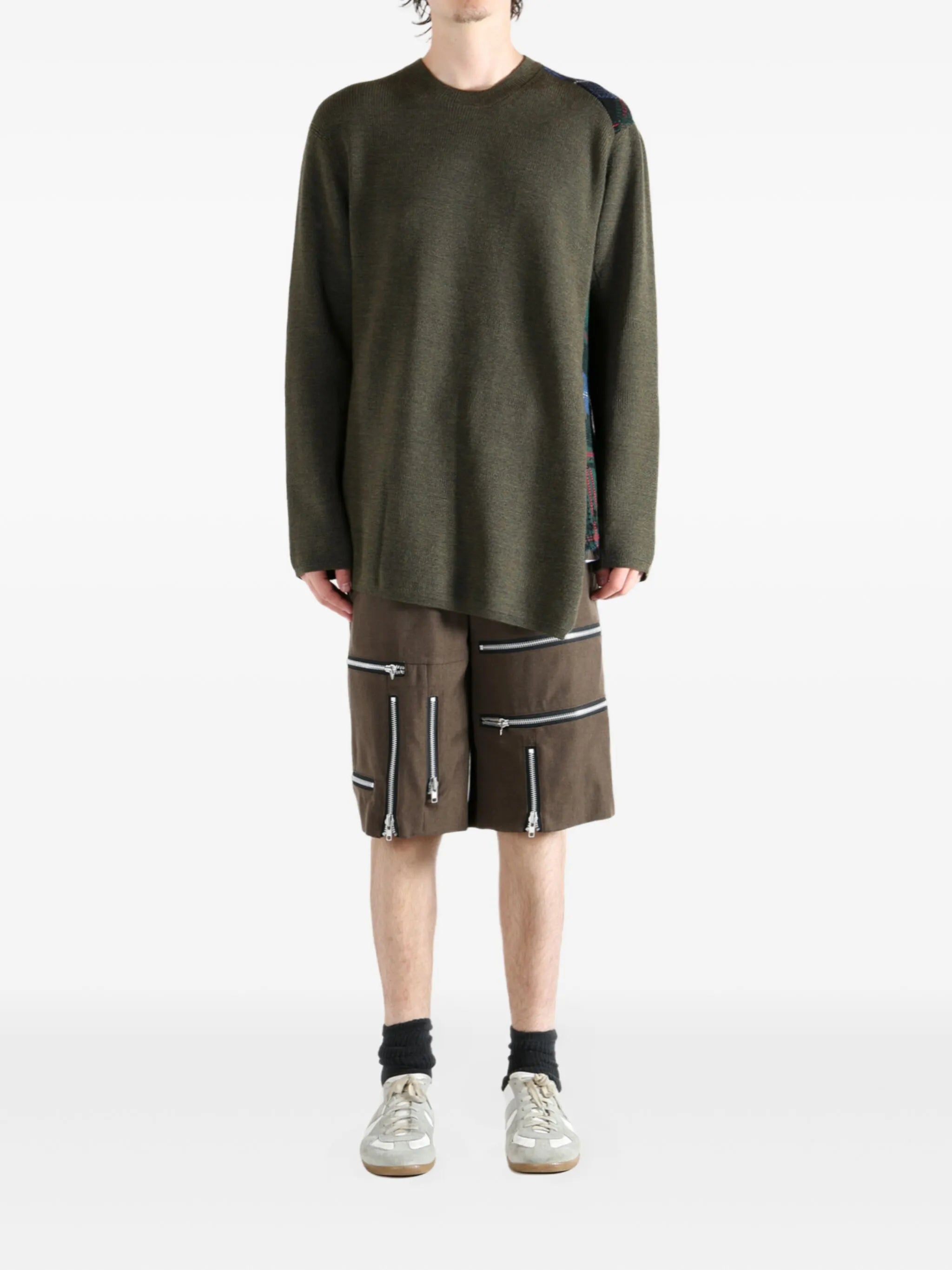 ribbed-paneled wool sweater