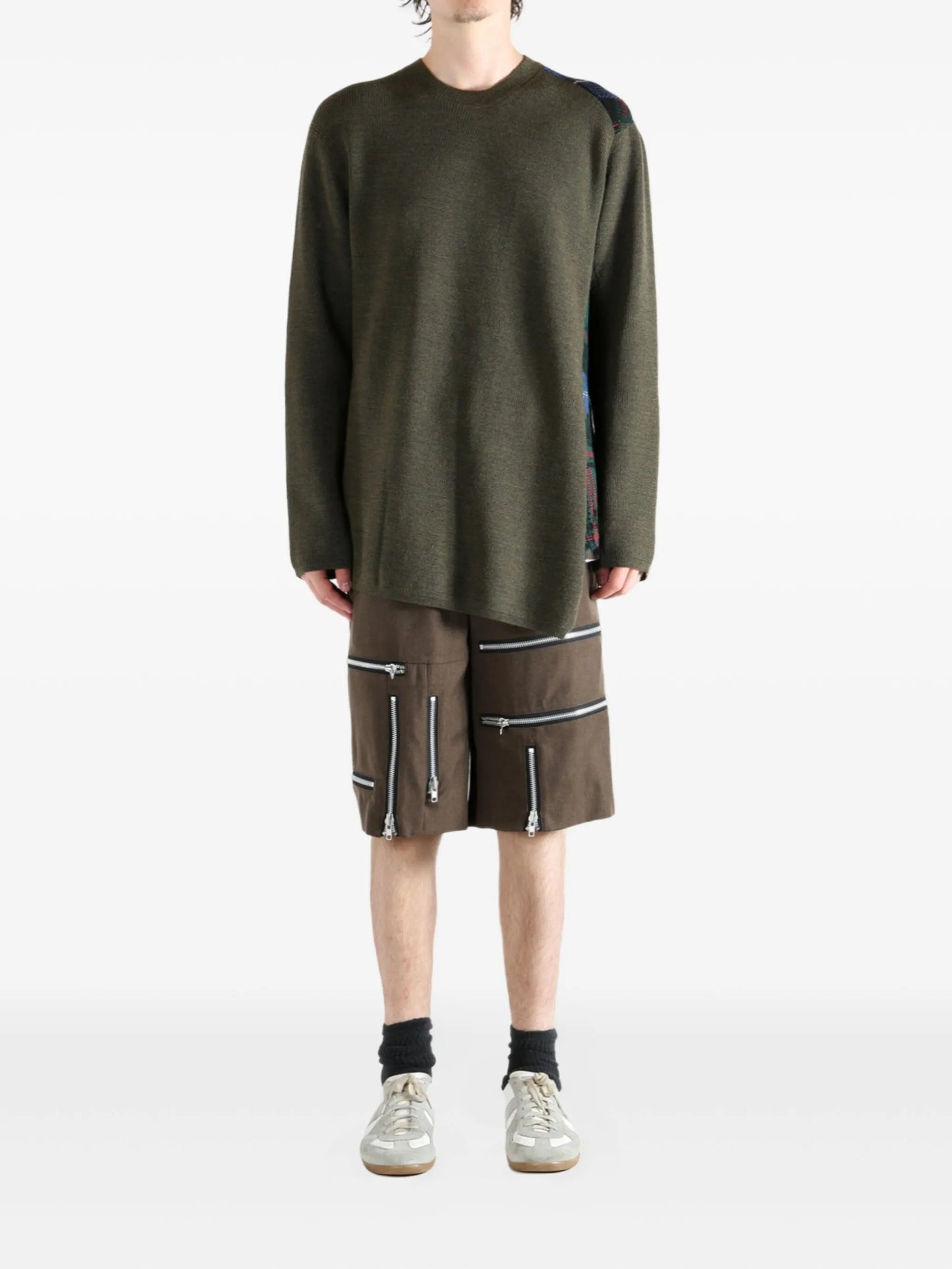 ribbed-paneled wool sweater