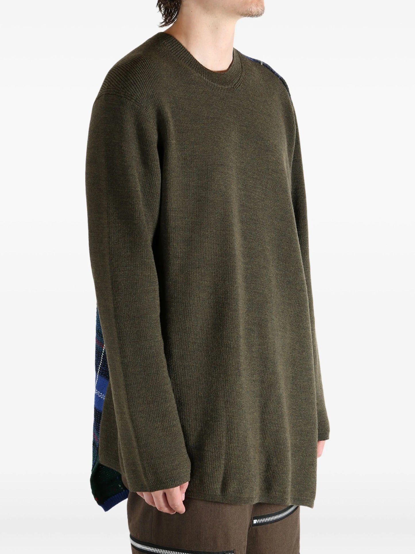 ribbed-paneled wool sweater