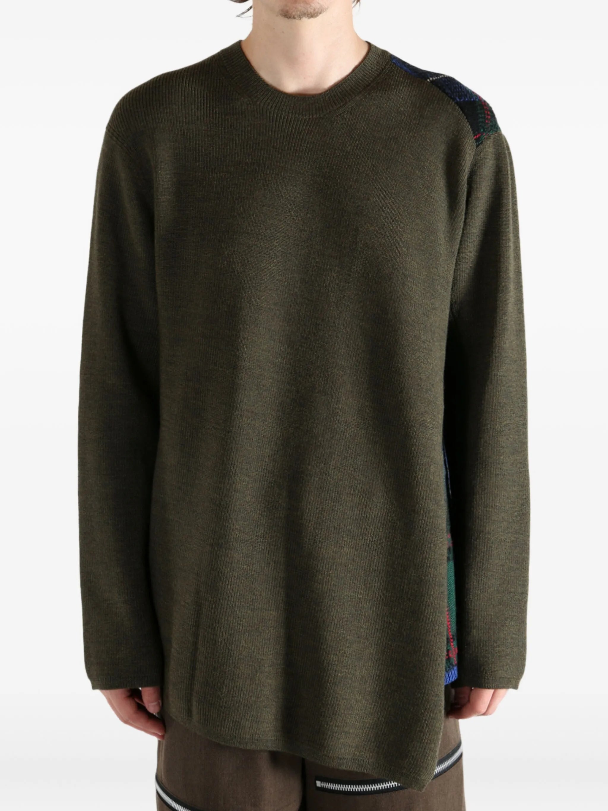 ribbed-paneled wool sweater