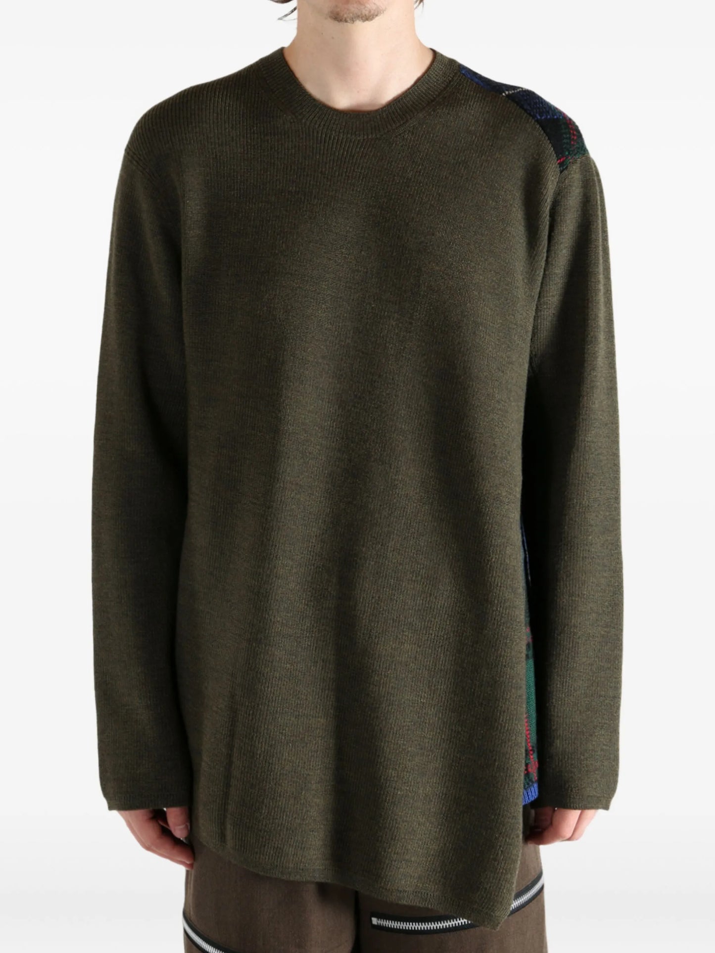 ribbed-paneled wool sweater